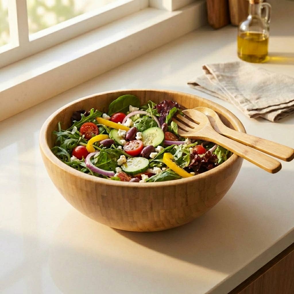 Bamboo Serving Bowl | Natural Wood Serveware
