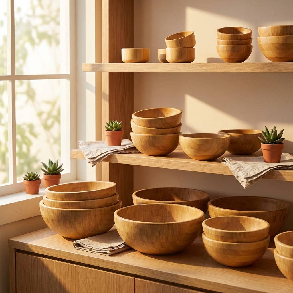 Bamboo Serving Bowl | Natural Wood Serveware